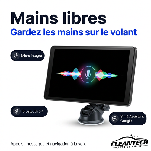 CleanTech® Écran CarPlay & Android Auto sans fil 7" – Portable, tous véhicules