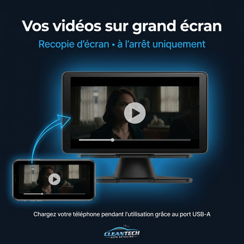 CleanTech® Écran CarPlay & Android Auto sans fil 7" – Portable, tous véhicules