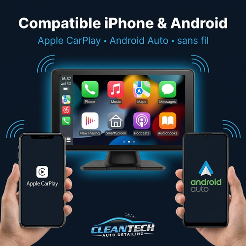 CleanTech® Écran CarPlay & Android Auto sans fil 7" – Portable, tous véhicules