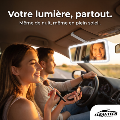 Retouche maquillage dans la voiture avec une lumière parfaite