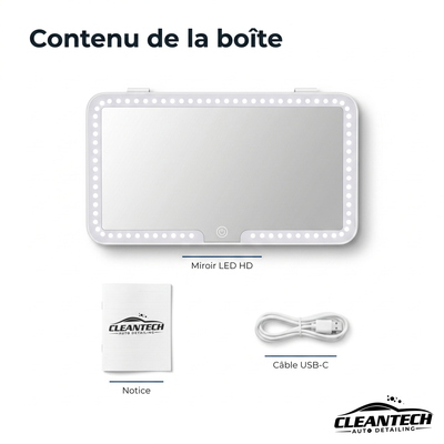 Contenu de la boîte – miroir LED HD, câble USB-C, notice