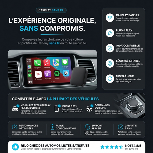Boîtier CarPlay sans fil Volkswagen Polo MIB (2014-2020)